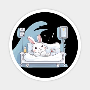 White bunny rescue in the hospital Magnet